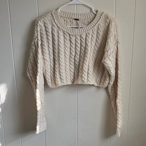 Free People Tuesday Cable Crop Sweater Sz M